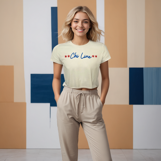 White CHi Line Crop top